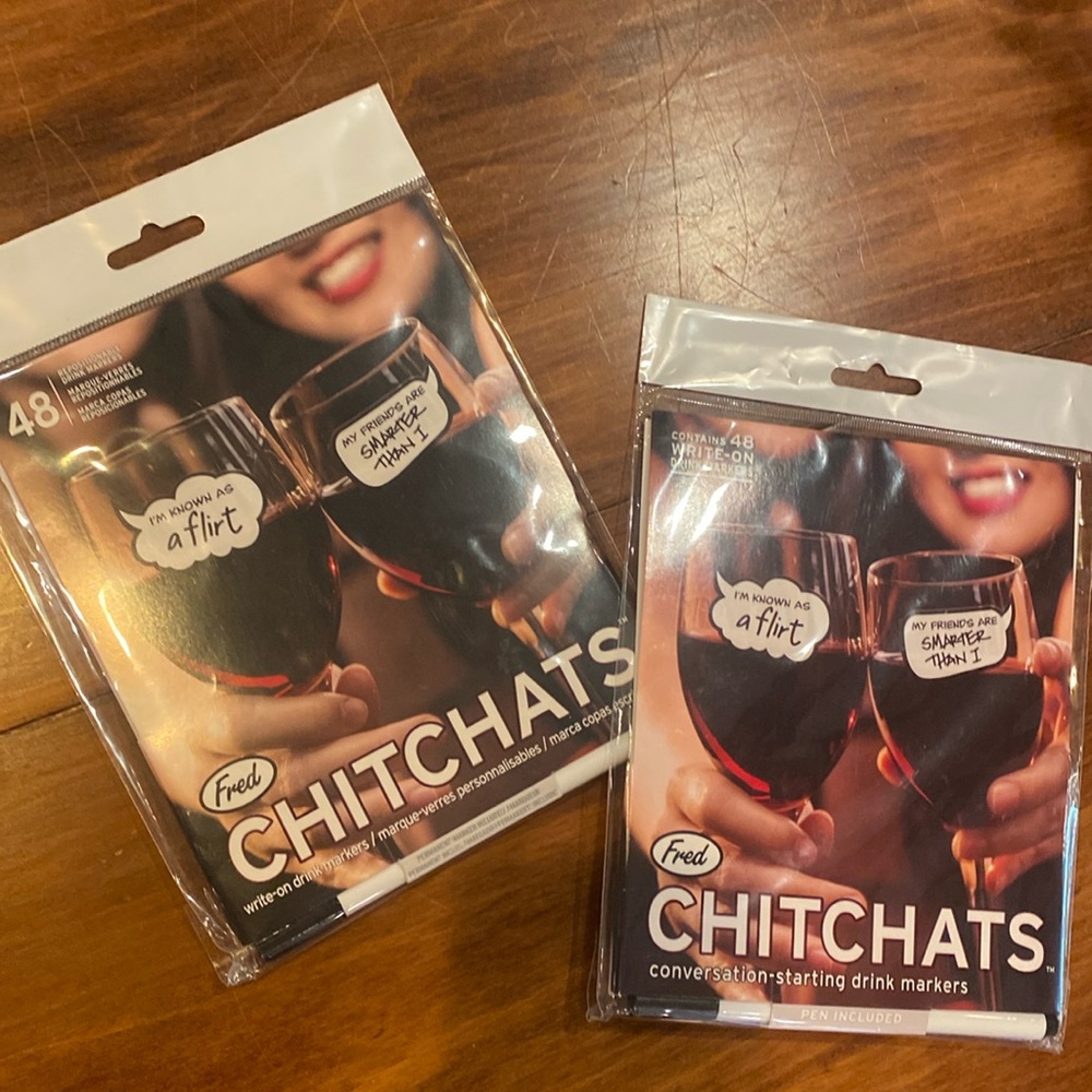 NIP Fred Chit Chats 96 Drink Markers 2 Packages w/ Markers Conversation Starter